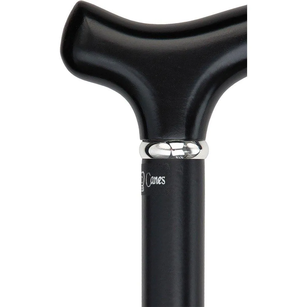 Scratch & Dent Royal Black Derby Walking Cane With Beechwood Shaft and Silver Collar V1706