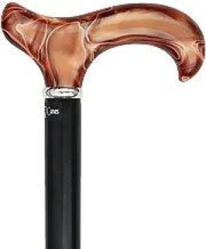 Scratch & Dent Vivid Sunset Derby Walking Cane With Black Beechwood Shaft and Silver Collar V1530