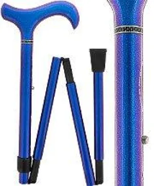 Scratch and Dent Color Changing Metallic Blue Adjustable & Folding Derby Carbon Fiber Walking Cane V1647