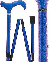Scratch and Dent Color Changing Metallic Blue Adjustable & Folding Derby Carbon Fiber Walking Cane V1647