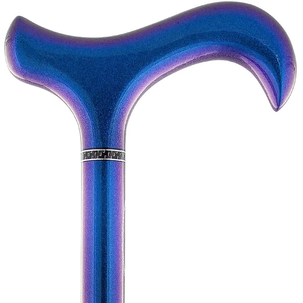 Scratch and Dent Color Changing Metallic Blue Adjustable & Folding Derby Carbon Fiber Walking Cane V1647