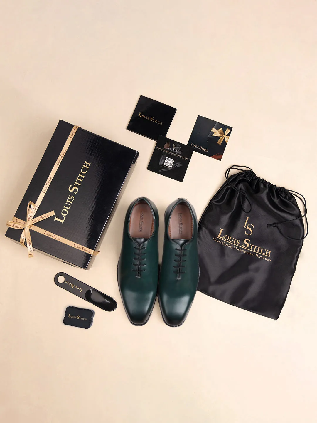 Seaweed Green Handcrafted Lace-Up Wholecut Derby Shoe