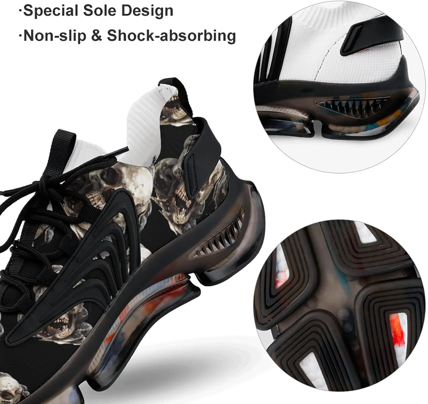 Skull Snake Men's Tennis Shoes Fashion Athletic Sneakers for Sport Walking Running Workout