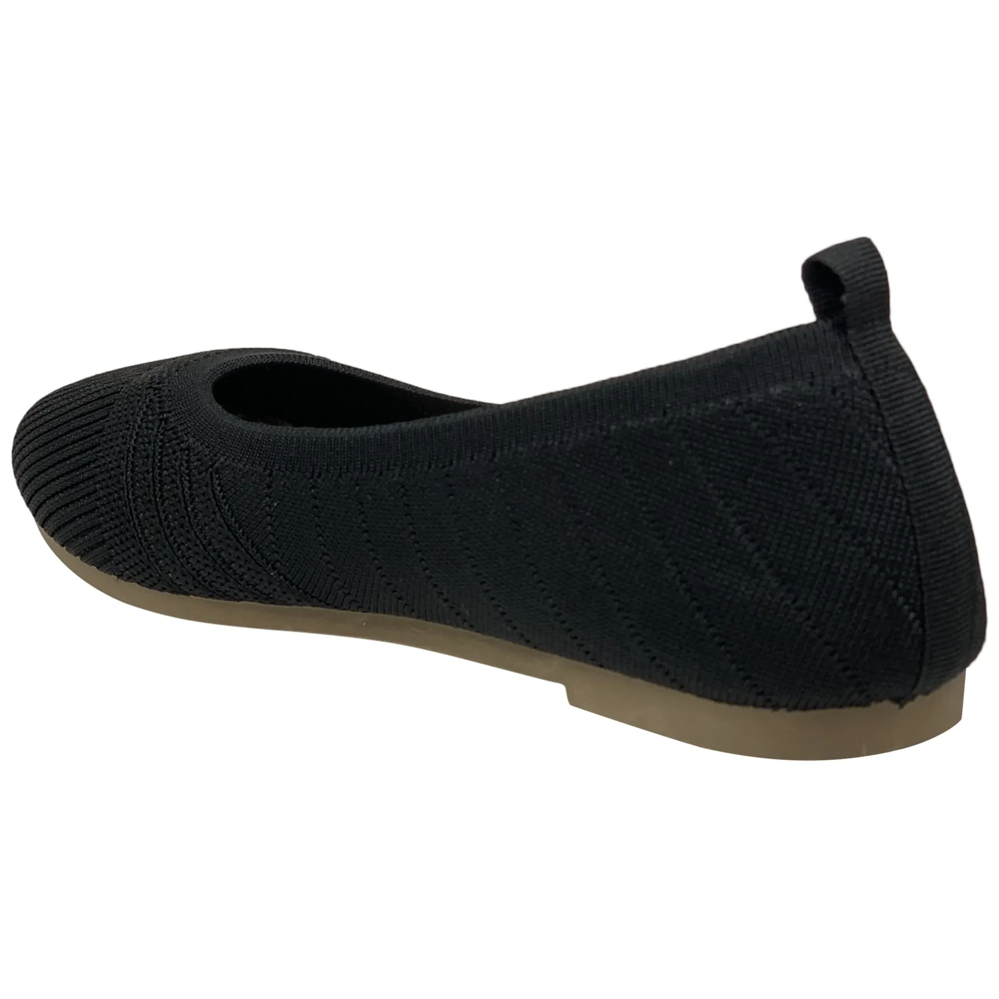 SOBEYO Sweater Round Toe Ballet Flats Soft Foldable Sole Black