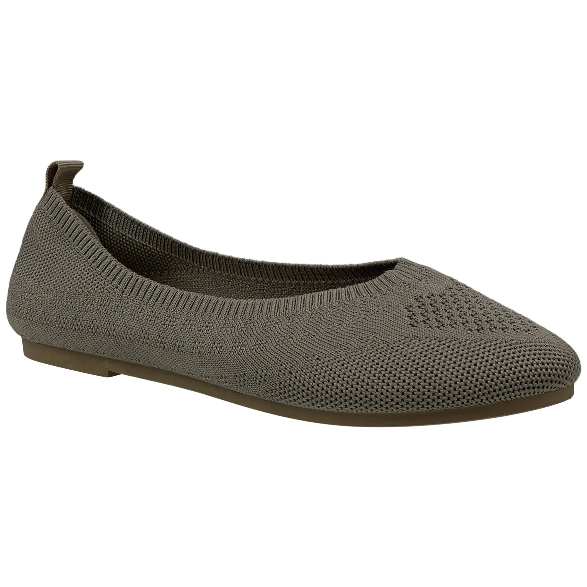 SOBEYO Sweater Round Toe Ballet Flats Soft Foldable Sole Taupe