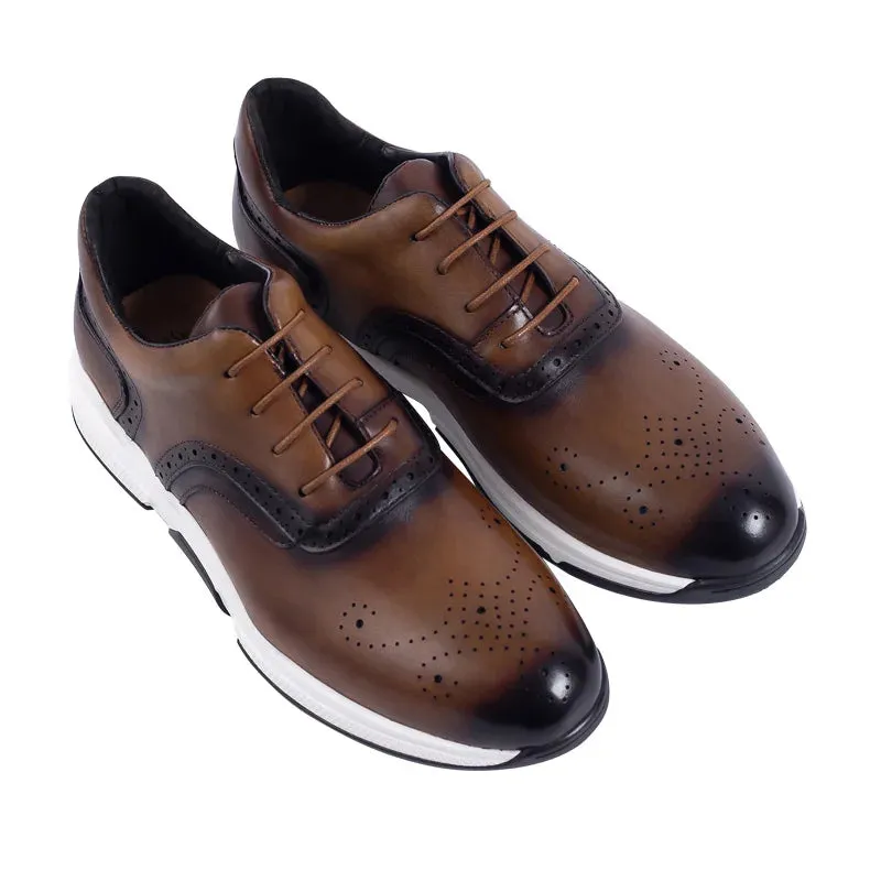 Solid Retro Leather Sport Sneakers