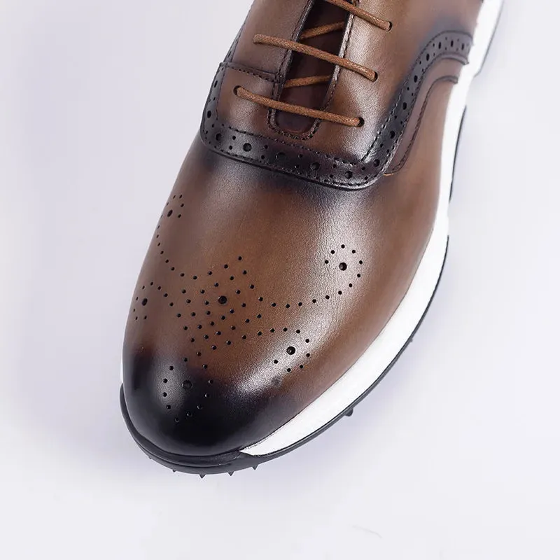 Solid Retro Leather Sport Sneakers