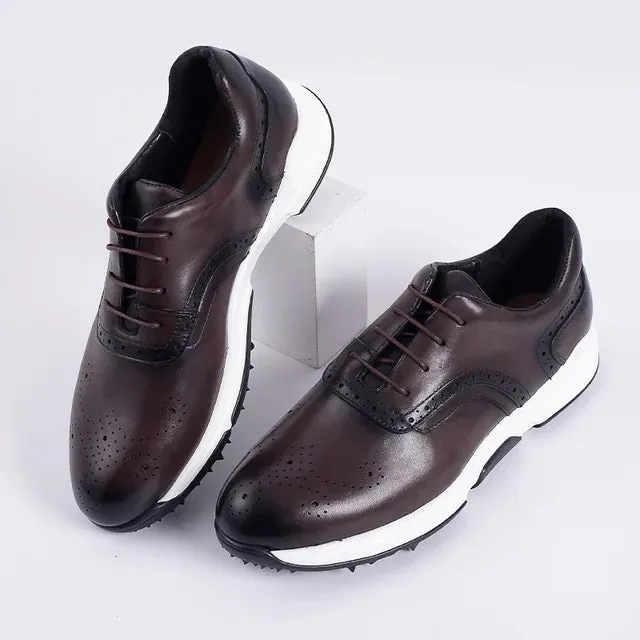 Solid Retro Leather Sport Sneakers