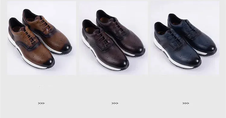 Solid Retro Leather Sport Sneakers
