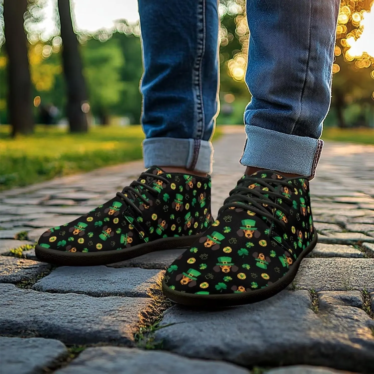 St. Patrick's Day Wide Toe Box Barefoot Shoes for Men Walking Sneaker Stylish Non Slip Zero Drop Sole Running Footwear