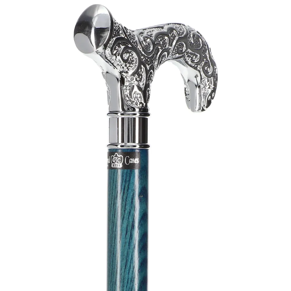 Super Strong Scrollwork Silver-Plated Handle, Blue Denim Shaft