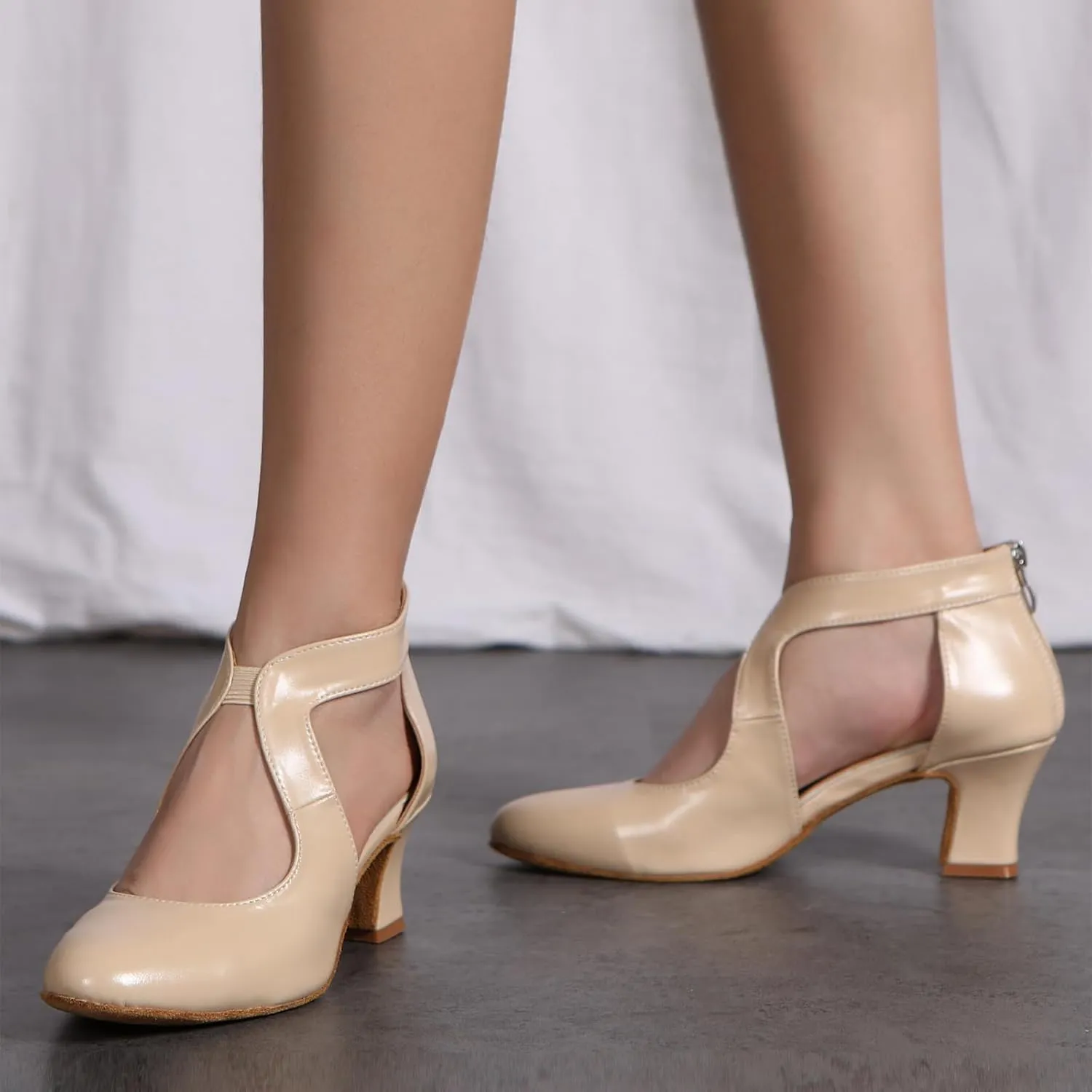 SWDZM Women Latin Ballroom Ankle Dance Shoes Salsa Dancing Heels For Women Comfortable