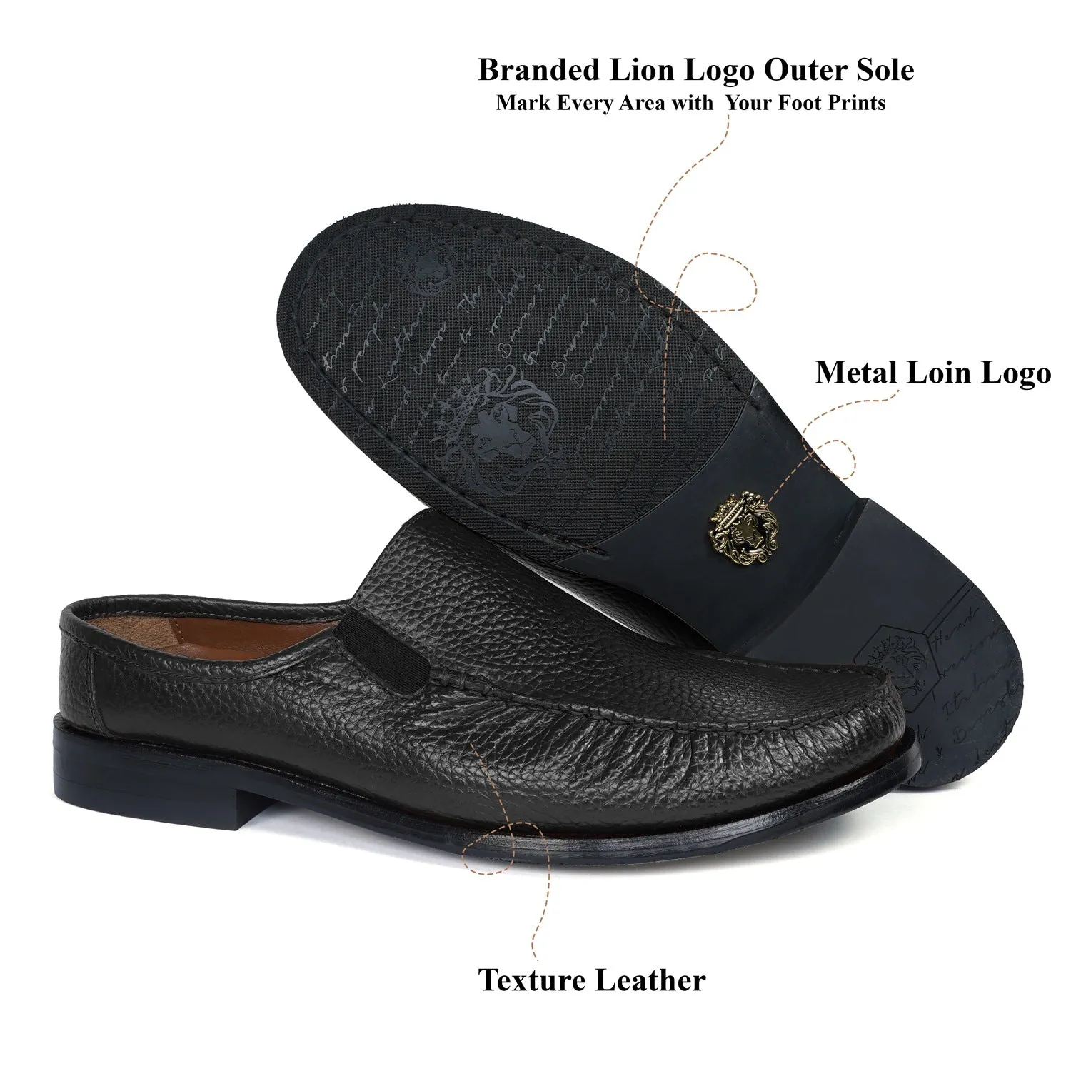Textured Black Moccasin Mules