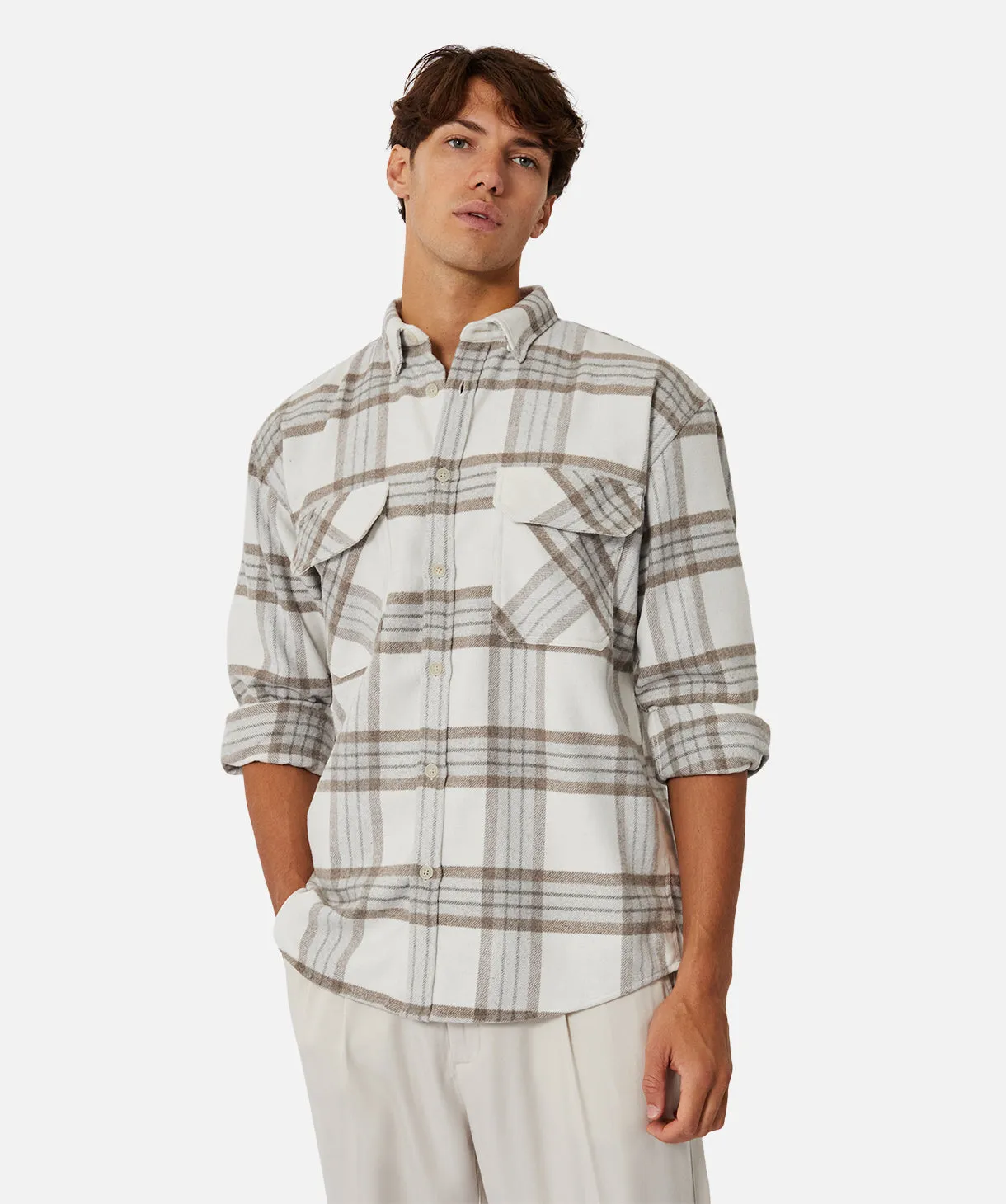 The Derby L/s Shirt - Taupe Tweed