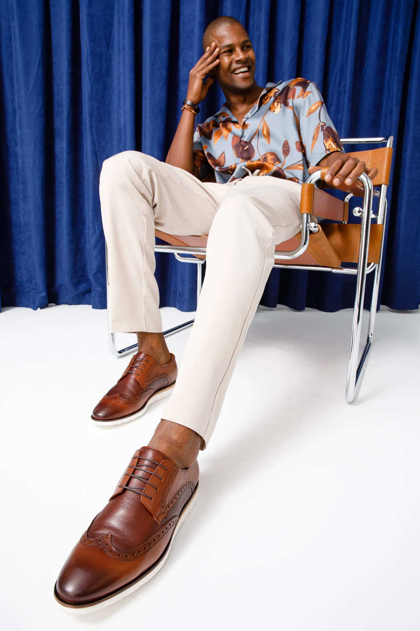 The Molise Tan Wingtip Semi Brogue Derby Men Shoe  Final Sale!