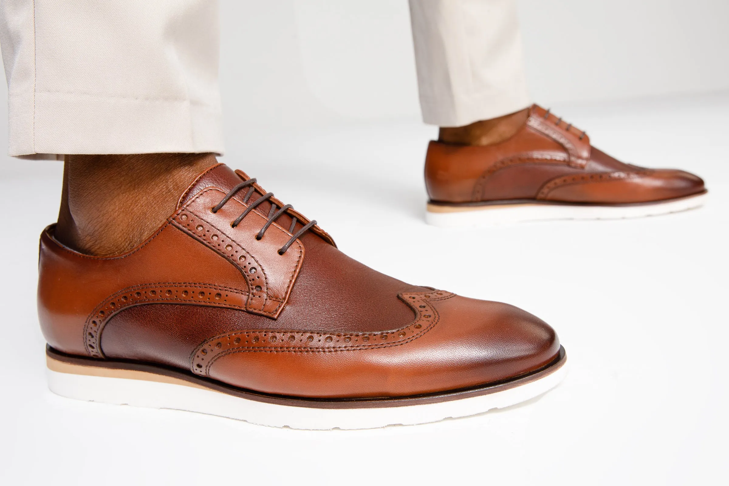 The Molise Tan Wingtip Semi Brogue Derby Men Shoe  Final Sale!