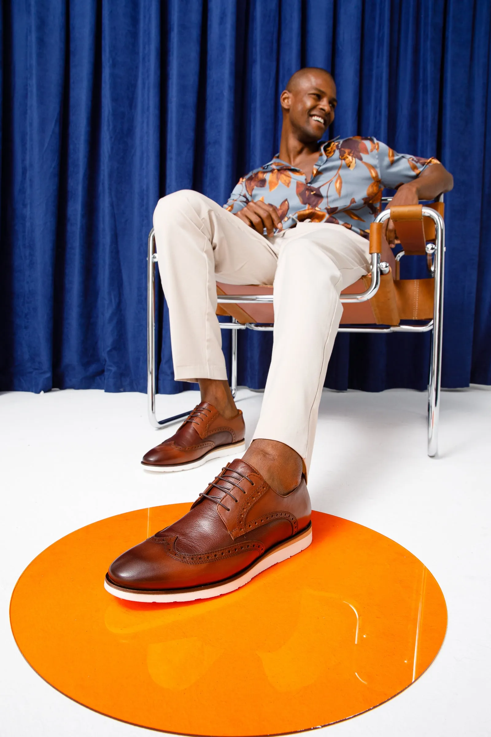 The Molise Tan Wingtip Semi Brogue Derby Men Shoe  Final Sale!