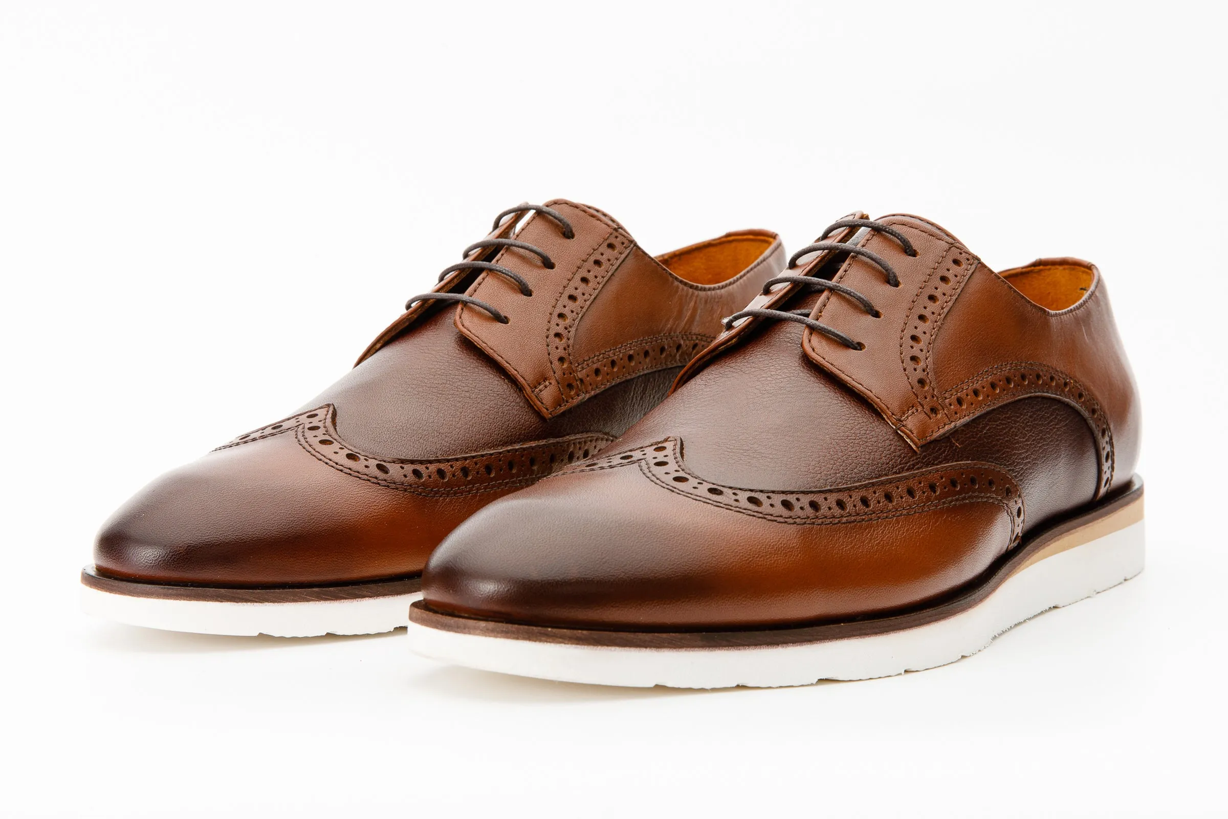 The Molise Tan Wingtip Semi Brogue Derby Men Shoe  Final Sale!