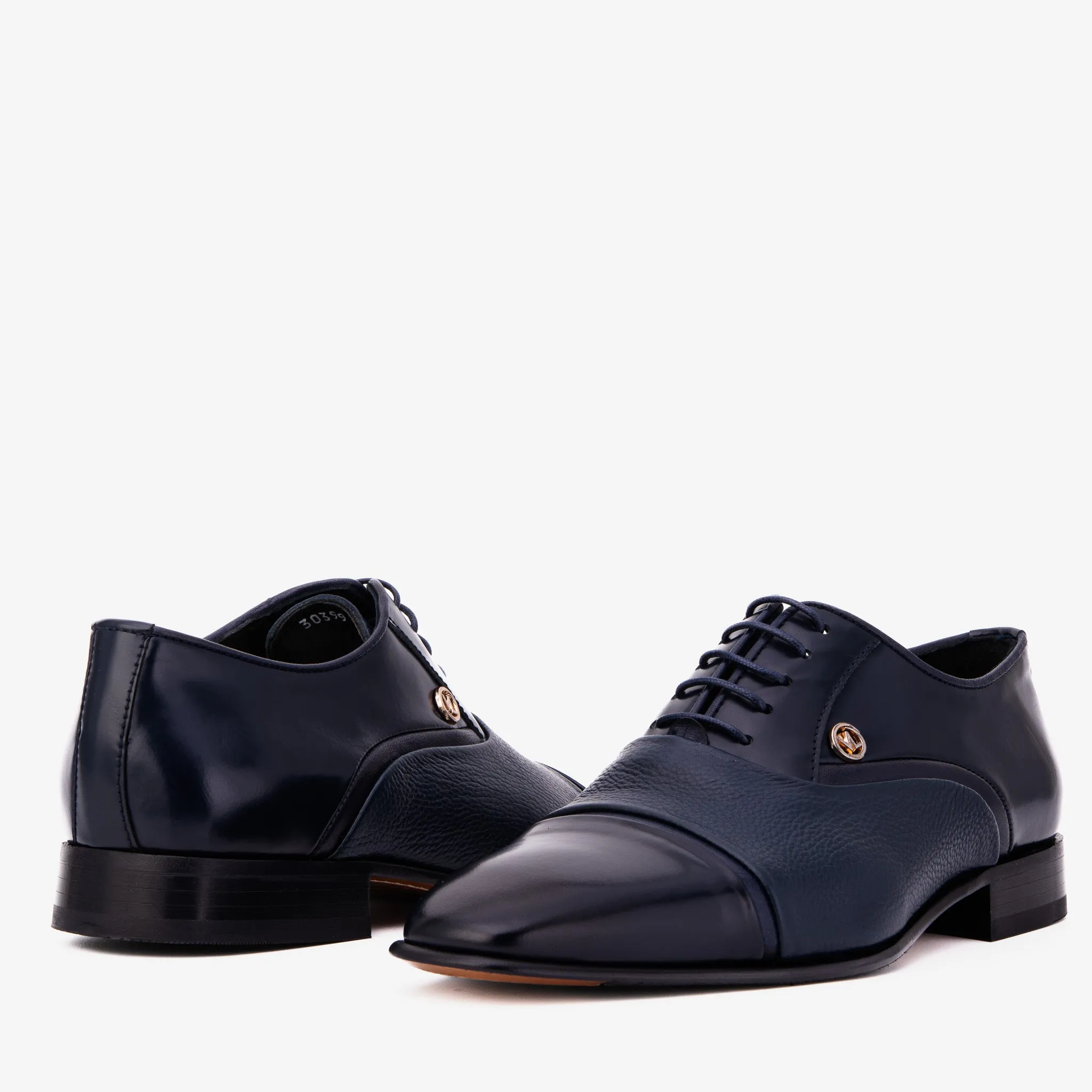 The Rockwell Handmade Navy Blue Cap Toe Men Shoe