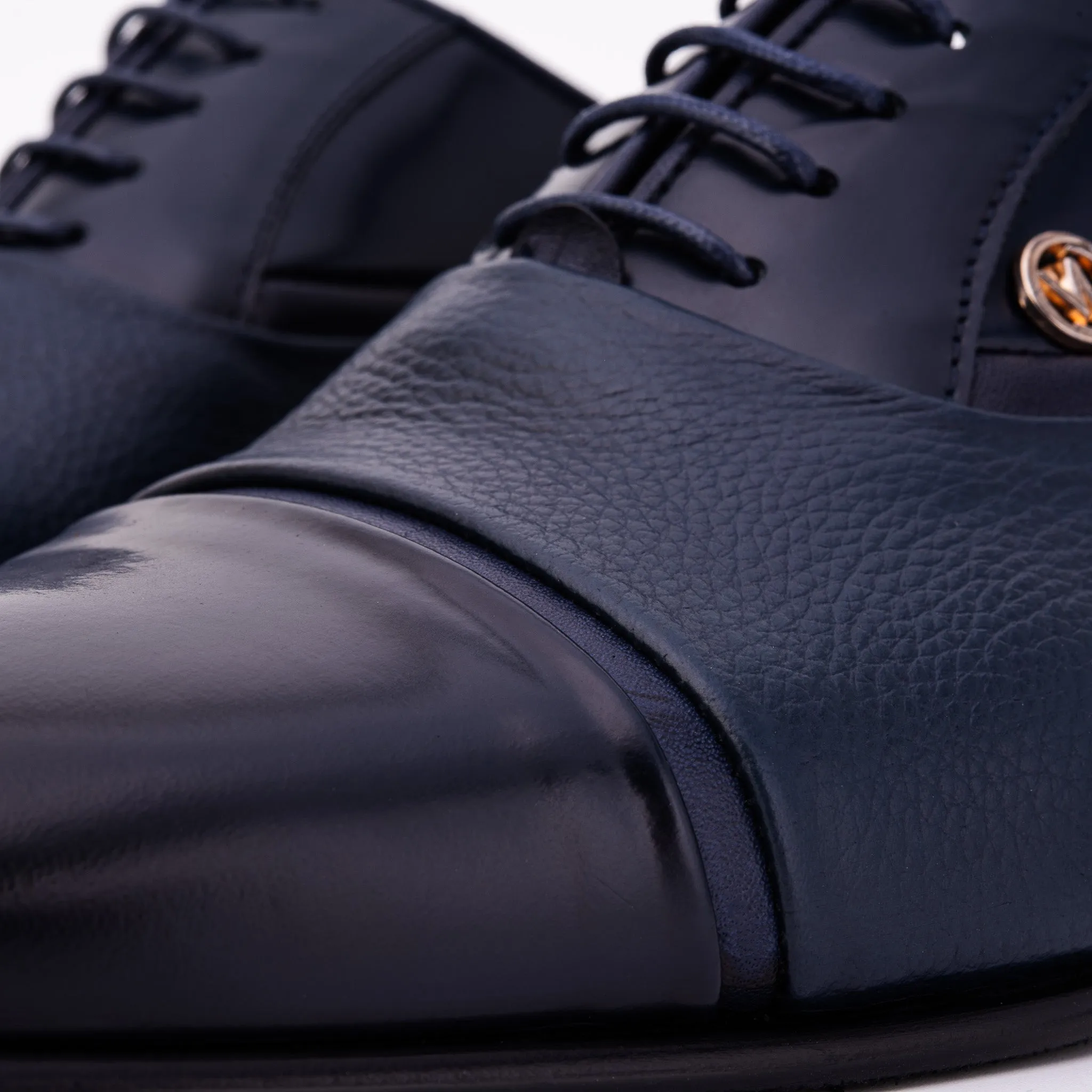 The Rockwell Handmade Navy Blue Cap Toe Men Shoe