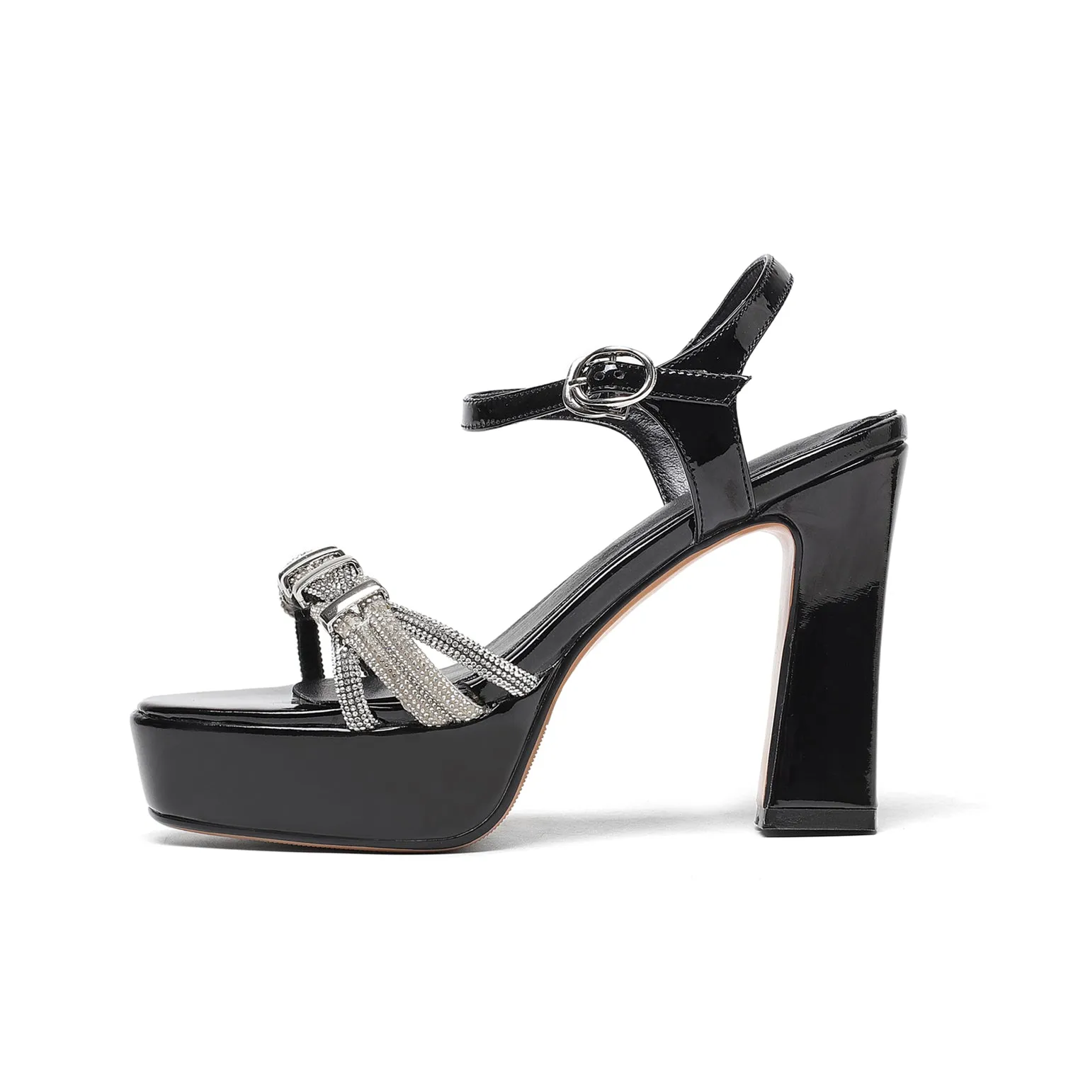 TinaCus Women's Genuine Leather Handmade Platform Buckled High Chunky Heel Elegant Sandals