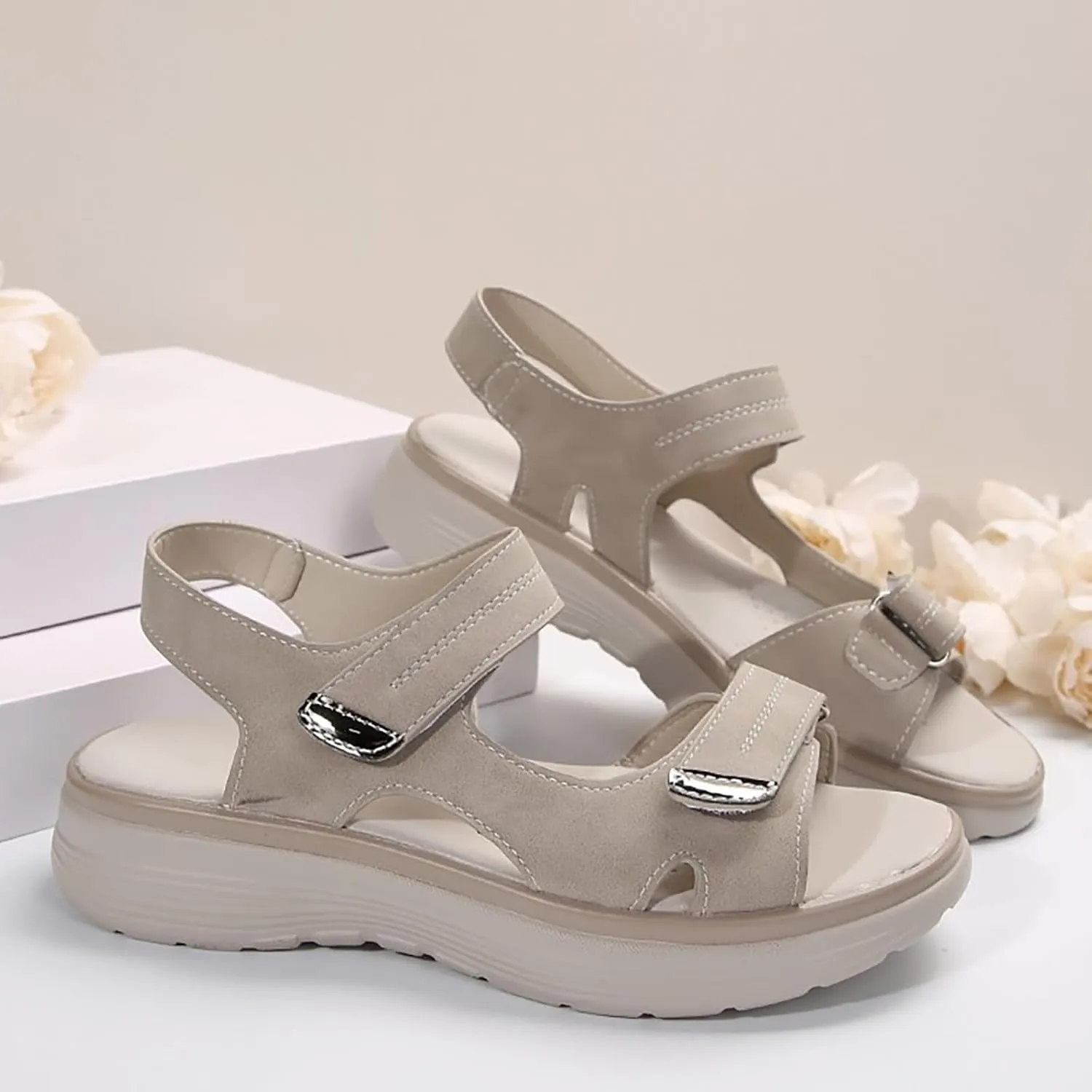 Walking Sandals Women Arch Support Dressy Summer Comfortable Orthopedic Sandals Wide Width Dress Shoes Soft Cushion Foam Wedges Comfy Recovery Hiking Sandal Non Slip Best Walking Shoes