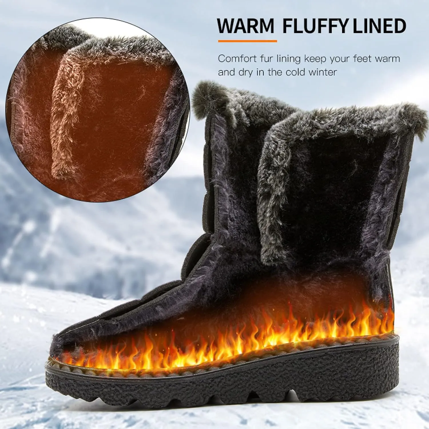 Waterproof Snow Boots for Women Womens Size 8.5 Snow Boot Winter Boots Waterproof Snow Fur Boots Heels for Women Winter Botas De Frio Para Mujer Elegantes Largas