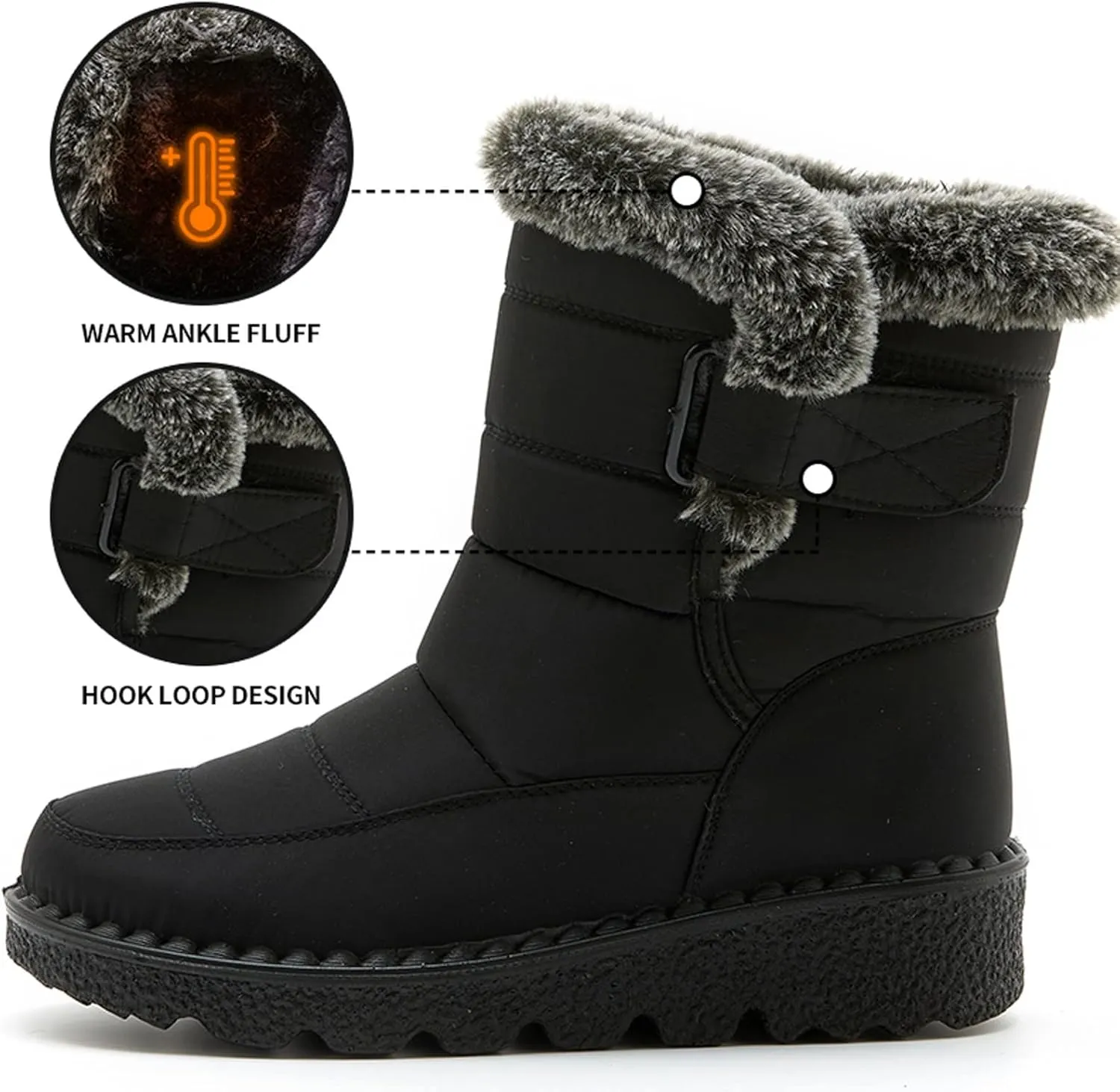 Waterproof Snow Boots for Women Womens Size 8.5 Snow Boot Winter Boots Waterproof Snow Fur Boots Heels for Women Winter Botas De Frio Para Mujer Elegantes Largas