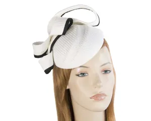 White & black pillbox fascinator by Max Alexander