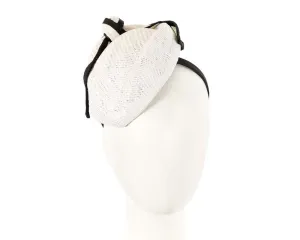 White & black pillbox with bow