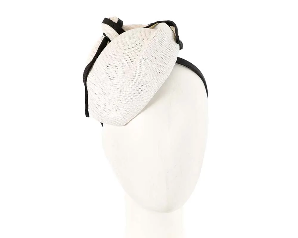 White & black pillbox with bow