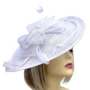 White Sinamay Saucer Fascinator Hat