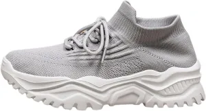 Wide Toe Box Sneakers Women Fashion Platform Chunky Sneakers Loafers Comfortable Breathable Wedge Walking Sport Casual Shoes Mesh Slip On Walking Shoes