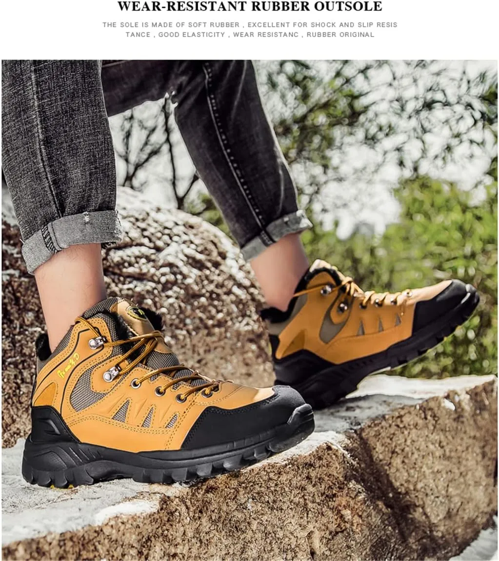 Winter Men's Boots Plush Warm Men's Snow Boots Waterproof Men's Ankle Boots Breathable Handmade Outdoor Men Hiking Boots