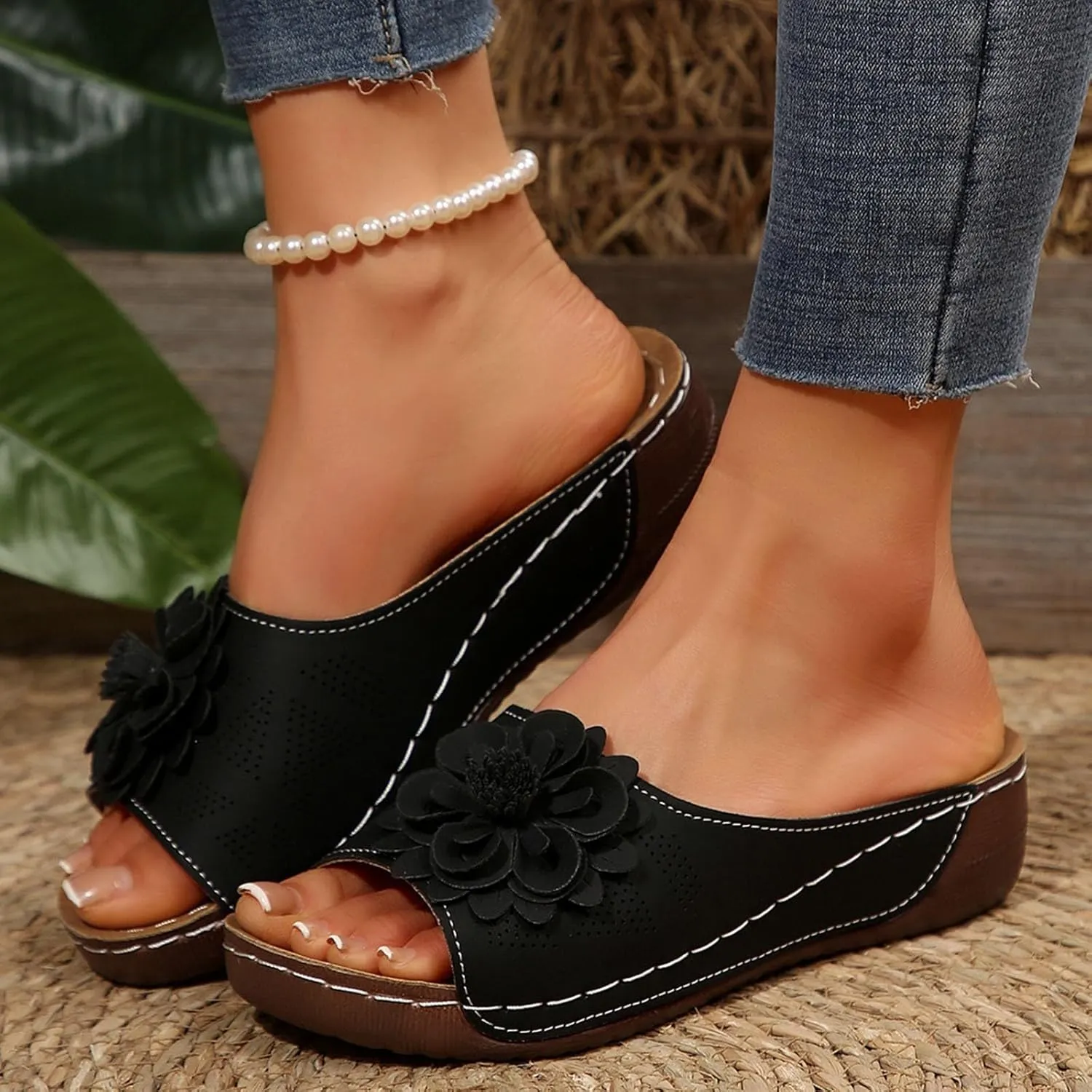 Women Comfortable Sandals Orthotic Walking Orthopedic Arch Support Sandals Open Toe Outer Wear Slippers Beach Sandals