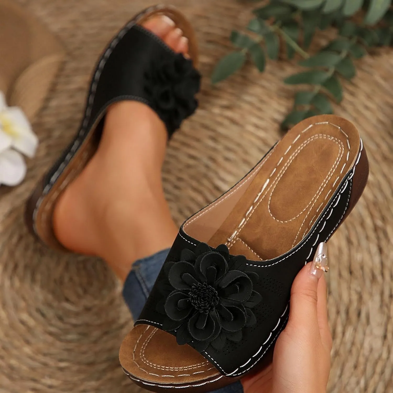 Women Comfortable Sandals Orthotic Walking Orthopedic Arch Support Sandals Open Toe Outer Wear Slippers Beach Sandals