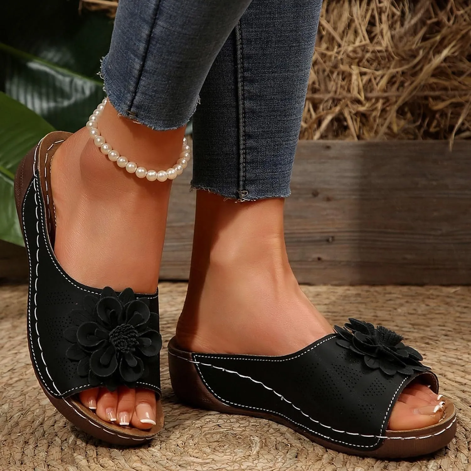 Women Comfortable Sandals Orthotic Walking Orthopedic Arch Support Sandals Open Toe Outer Wear Slippers Beach Sandals