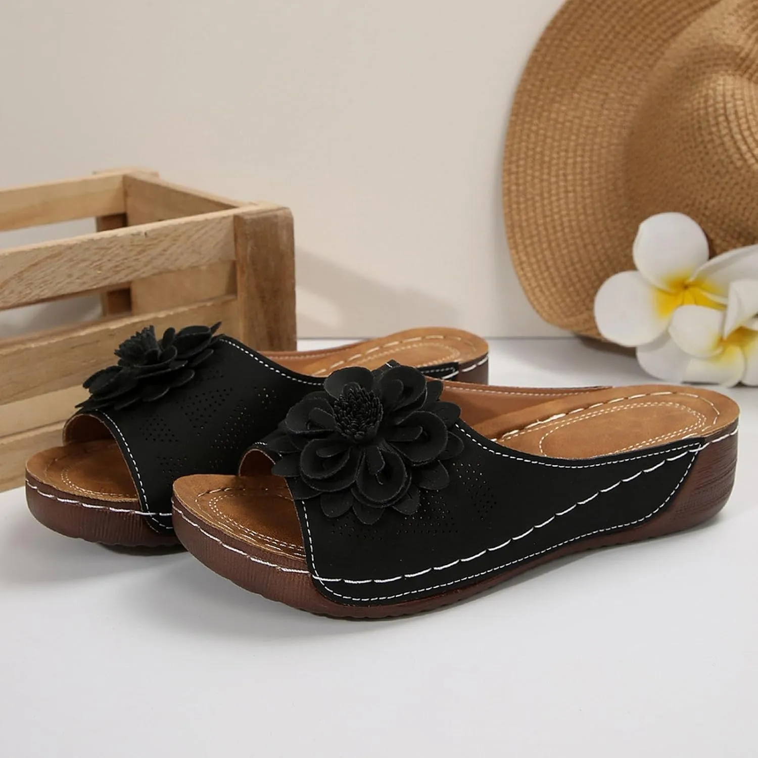 Women Comfortable Sandals Orthotic Walking Orthopedic Arch Support Sandals Open Toe Outer Wear Slippers Beach Sandals