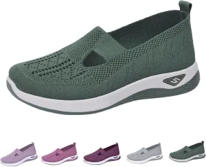 Women Walking Shoes Orthopedic Sock Sneakers Slip-On Woven Breathable Mesh Nursing Work Mesh Air Cushion Athletic Shoes