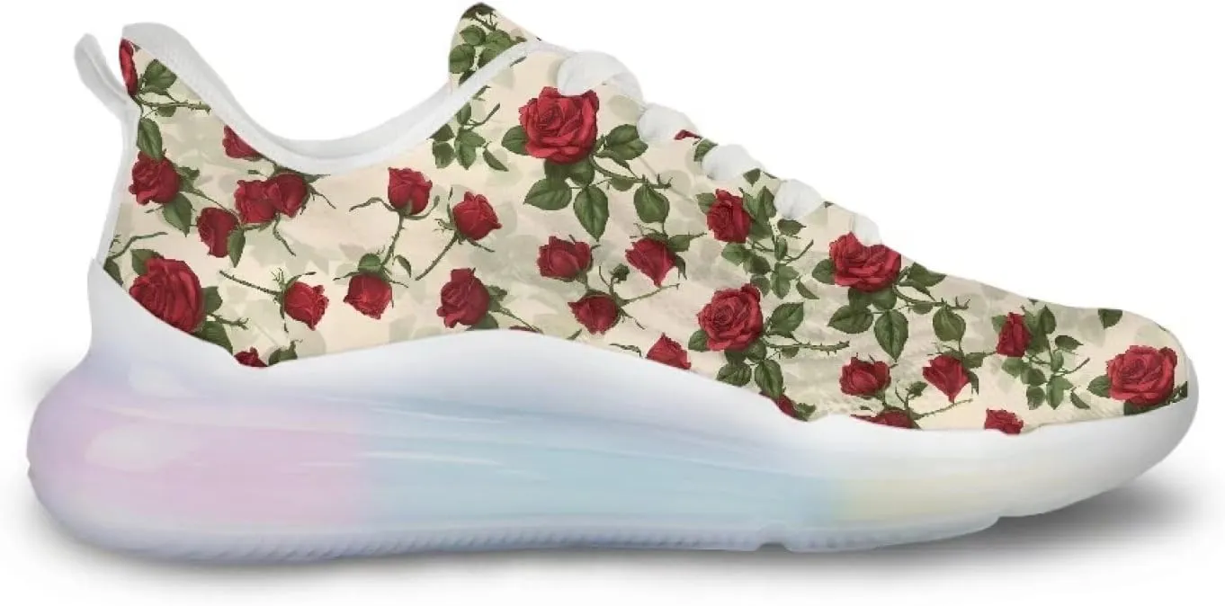 Women's Floral Print Sneaker Soft Lightweight Non Slip Tennis Sneaker Footwear Air Cushion Walking Shoes for Women US 6-11