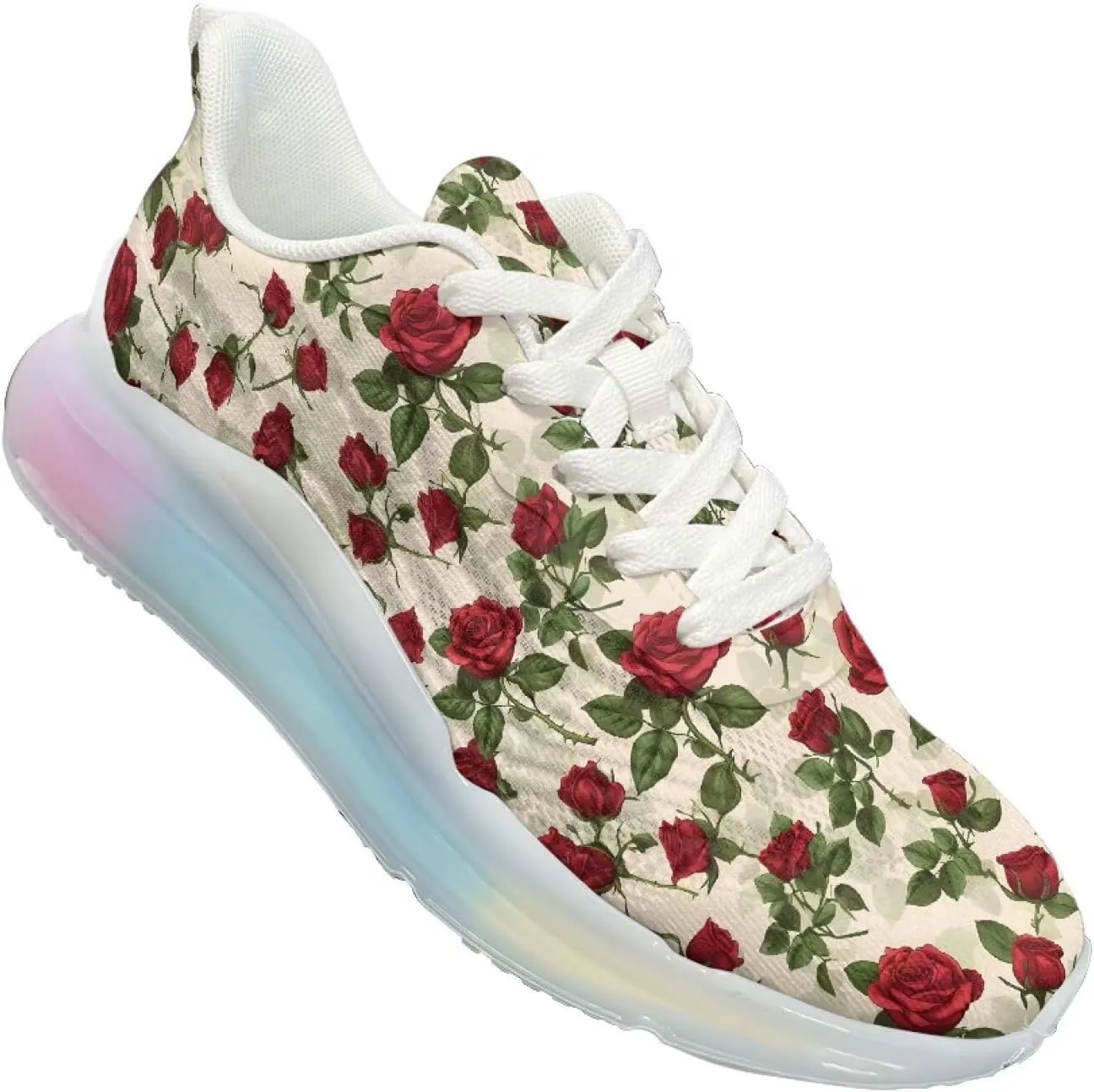 Women's Floral Print Sneaker Soft Lightweight Non Slip Tennis Sneaker Footwear Air Cushion Walking Shoes for Women US 6-11