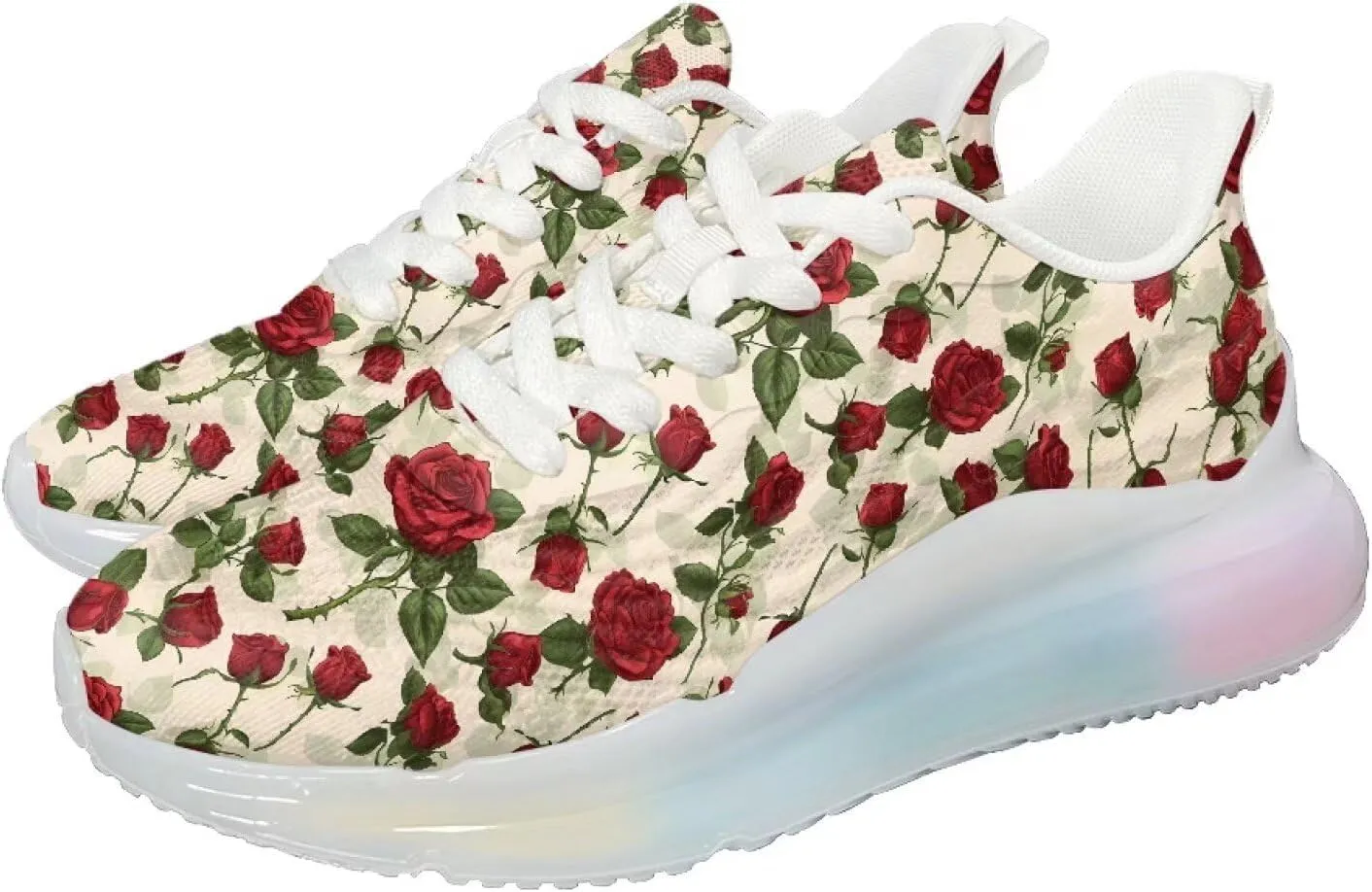 Women's Floral Print Sneaker Soft Lightweight Non Slip Tennis Sneaker Footwear Air Cushion Walking Shoes for Women US 6-11