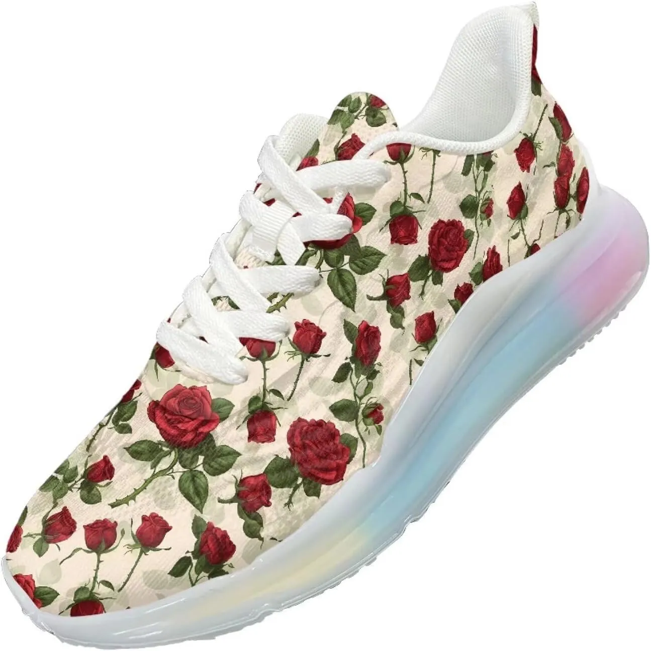Women's Floral Print Sneaker Soft Lightweight Non Slip Tennis Sneaker Footwear Air Cushion Walking Shoes for Women US 6-11