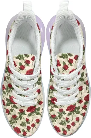 Women's Floral Print Sneaker Soft Lightweight Non Slip Tennis Sneaker Footwear Air Cushion Walking Shoes for Women US 6-11