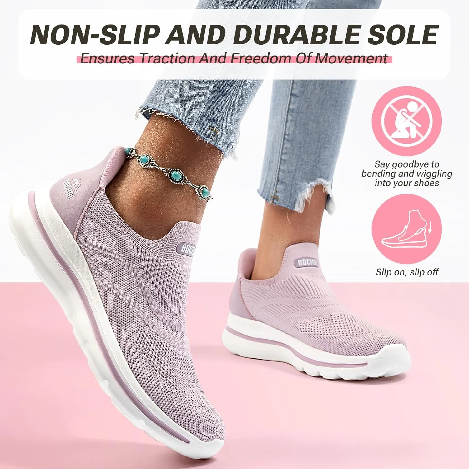 Womens Wide Toe Box Shoes Hands Free Slip on Sneakers Lightweight Tennis Walking Shoes for Gym Workouts