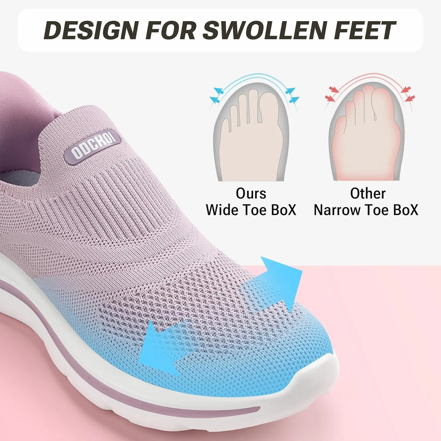 Womens Wide Toe Box Shoes Hands Free Slip on Sneakers Lightweight Tennis Walking Shoes for Gym Workouts