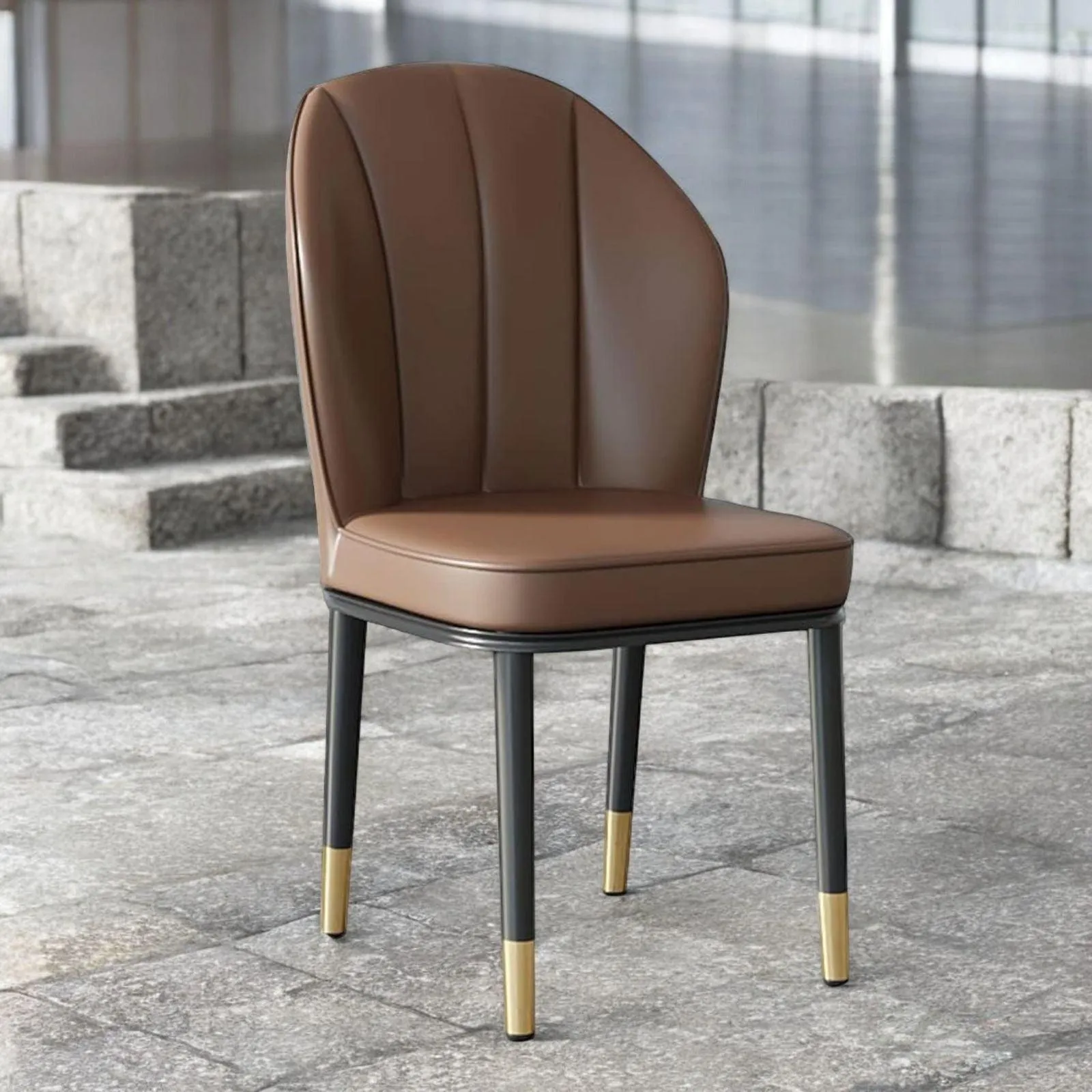 Wooden Twist Derby Carbon Steel Frame Dining Chair with Metal Legs Waterproof Upholstery Comfortable, and Durable Design for Kitchen and Dining Room