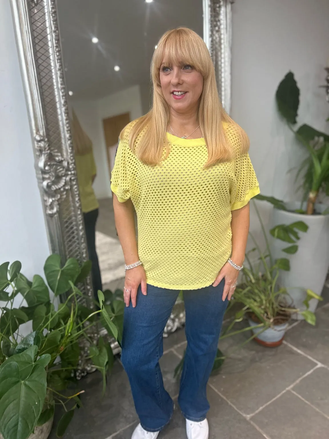 Yellow Multi Hole Knit Top Robyn