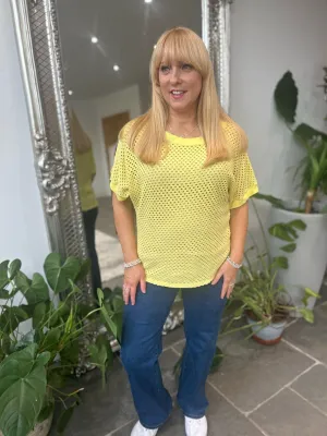 Yellow Multi Hole Knit Top Robyn