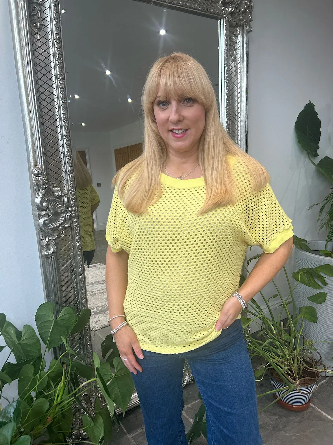 Yellow Multi Hole Knit Top Robyn